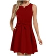 thumbnail image 1 of YABCSAZ Summer Dresses for Women 2024 Sleeveless Solid Color V Neck Dress Casual Loose Ruffle Midi Dress Oversize High Waist A-line Sundress Dresses, 1 of 6
