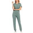 thumbnail image 1 of YABCSAZ Summer Outfits for Women Short Sleeved V Neck Tee Shirt Tops and Capri Wide Leg Pants Solid Color Loose Fit Casual 2 Piece Pajama Sets, 1 of 4