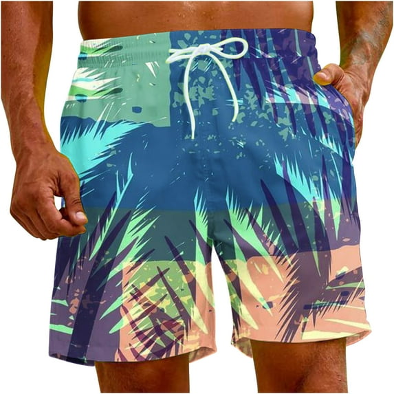 YABCSAZ Swim Trunks for Men Drawstring Elastic Waist Casual Short Pants Plus Size Wide Leg Loose Shorts with Pocket , 3D Printing Breathable Seaside Vacation Beach Shorts Swimming Trunks