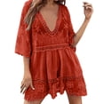 thumbnail image 1 of YABCSAZ Swimsuit Cover Up for Women Shorts Sleeve Lace Hollow Out Pllover Bathing Suit Cover Up Floral Plus Size Swim Dresses Beach Cover Ups Bohemia Hawaiian Holiday Summer Dress for Women 2025, 1 of 8