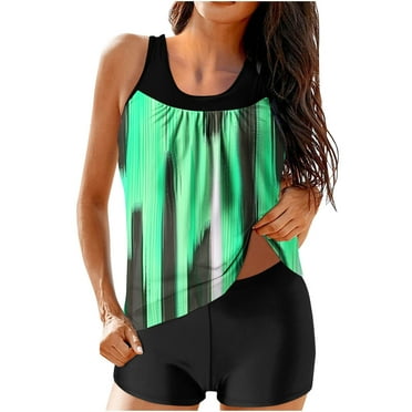 YABCSAZ Tankini Swimsuits for Women Tummy Control Swimwear with Shorts Summer Casual Loose Tankini Suits Sling Strappy Back Athletic Swimwear Two Piece Bathing Suit
