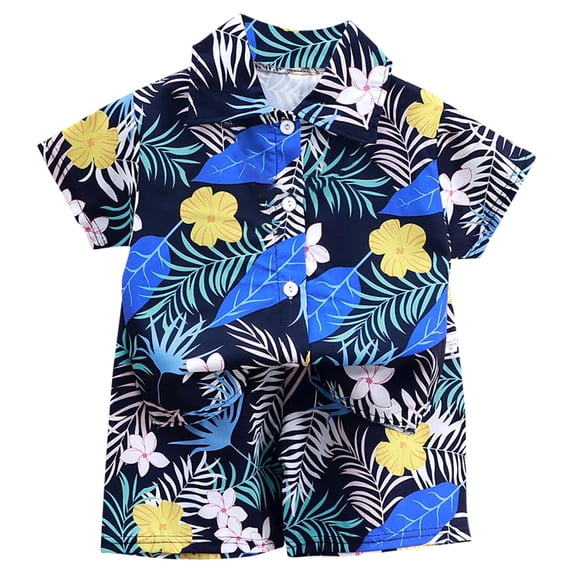 YABCSAZ Toddler Baby Boy Girls Hawaiian Beach Sets Summer Short Sleeve Button Down T Shirt and Bermuda Shorts Infant Outfits Clothing Set Kids 2Piece Playwear Sets Casual Outfits Size 120