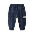 thumbnail image 1 of YABCSAZ Toddler Baby Boys Girls Jeans Pants Casual Loose Fit Elastic Waist Cargo Pants Solid Color Comfy Baggy Pocket Haren Denim Long Pants Kids Clothes Out Play Games Size 7 Years, 1 of 7