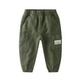thumbnail image 1 of YABCSAZ Toddler Baby Boys Girls Jeans Pants Casual Loose Fit Elastic Waist Cargo Pants Solid Color Comfy Baggy Pocket Haren Denim Long Pants Kids Clothes Out Play Games Size 4 Years, 1 of 7