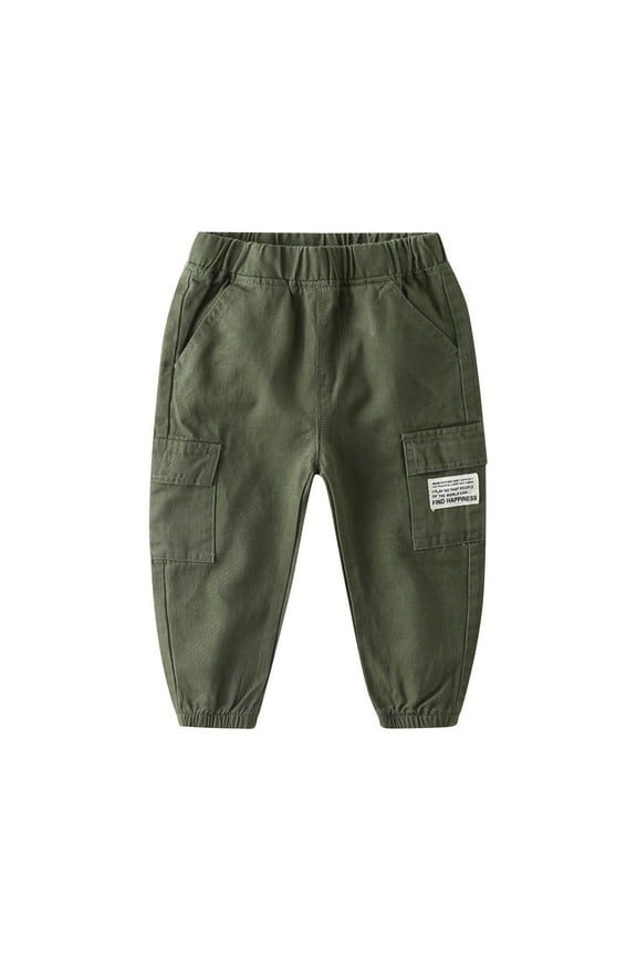 Toddler Baby Boys Girls Jeans Pants Casual Loose Fit Elastic Waist Cargo Pants Solid Color Comfy Baggy Pocket Haren Denim Long Pants Kids Clothes Out Play Games Size 4 Years