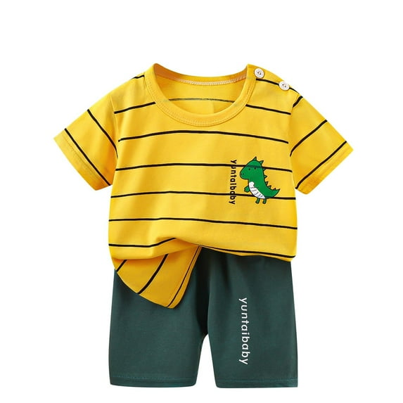 YABCSAZ Toddler Baby Boys Girls Outfit Sets Short Sleeve T-Shirts Tops and Wide Leg Bermuda Shorts 2Piece Baby Sets Infant Kids Cute Graphic Summer Clothes Loose Casual Playwear Set Size 3 Years
