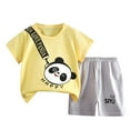 thumbnail image 1 of YABCSAZ Toddler Baby Boys Girls Outfit Sets Short Sleeve T-Shirts Tops and Wide Leg Bermuda Shorts 2Piece Baby Sets Infant Kids Cute Graphic Summer Clothes Loose Casual Playwear Set Size 9 Months, 1 of 3