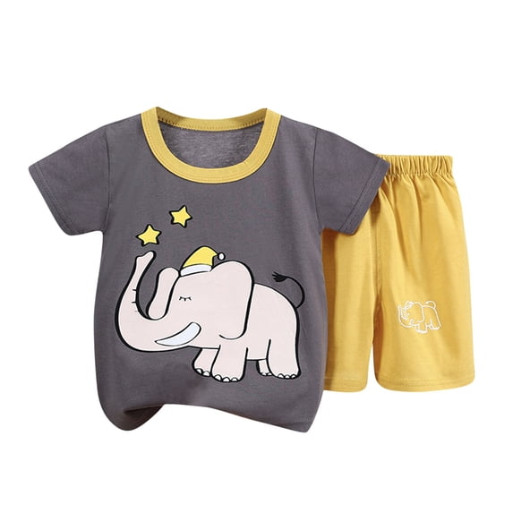 YABCSAZ Toddler Baby Boys Girls Summer Clothes Set Short Sleeve Round Neck Graphic Print T-Shirts and Casual Loose Wide Leg Bermuda Shorts Two Pieces Cute Kids Outfits Set Playwear Suit Size 2 Years