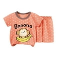 thumbnail image 1 of YABCSAZ Toddler Baby Boys Girls Summer Clothes Set Short Sleeve Round Neck Graphic Print T-Shirts and Casual Loose Wide Leg Bermuda Shorts Two Pieces Cute Kids Outfits Set Playwear Suit Size 1 Years, 1 of 3