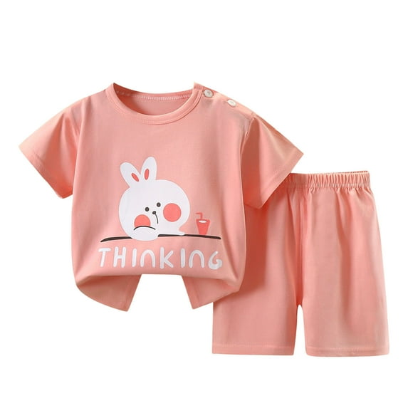 YABCSAZ Toddler Baby Boys Girls Summer Clothes Set Short Sleeve Round Neck Graphic Print T-Shirts with Shorts Two Pieces Cute Kids Outfits Set Size 9-18 Month