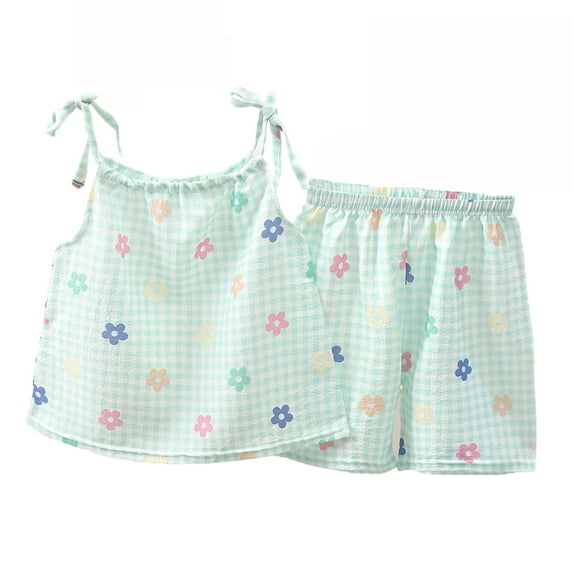 YABCSAZ Toddler Baby Boys Girls Summer Outfits Sleeveless Round Neck Sling Graphic Print Tank Tops and Casual Loose Wide Leg Bermuda Shorts Two Pieces Cute Kids Outfits Set Size 3 Years