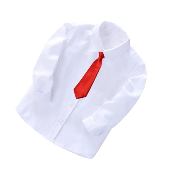YABCSAZ Toddler Baby Boys Shirt Expandable Collar Button Down Shirt with Long Sleeves Blouse Solid Color Gentleman's School Uniform Shirt Tie Suit Size 6 Years