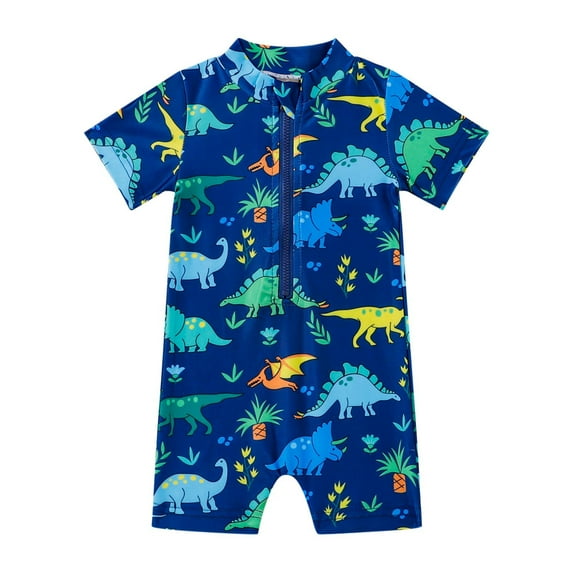 YABCSAZ Toddler Baby Boys Swimsuits Short Sleeve Zipper One Piece Swimsuits Tankini Infants Swimwear Kids Swim Suits Shark Dinosaur Cartoon Printed Bathing Suits for Beachwear Swimwear Size 100