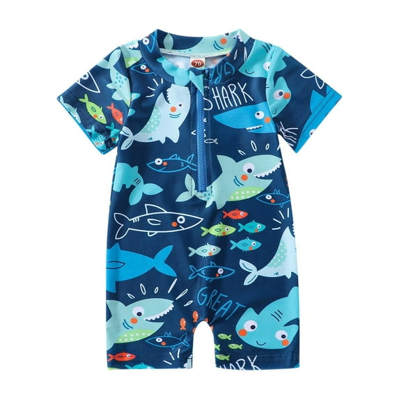 YABCSAZ Toddler Baby Boys Swimsuits Short Sleeve Zipper One Piece Swimsuits Tankini Infants Swimwear Kids Swim Suits Shark Dinosaur Cartoon Printed Bathing Suits for Beachwear Swimwear Size 70