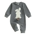 thumbnail image 1 of YABCSAZ Toddler Baby Easter Romper Long Sleeve Bunny Graphic Kids Jumpsuits Casual Loose Pllover Button Open Pants Boys Girls Unisex Pajama Infant Newborn Baby outfits Size 12 Month, 1 of 3