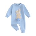 thumbnail image 1 of YABCSAZ Toddler Baby Easter Romper Long Sleeve Bunny Graphic Kids Jumpsuits Casual Loose Pllover Button Open Pants Boys Girls Unisex Pajama Infant Newborn Baby outfits Size 3 Month, 1 of 8