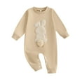 thumbnail image 1 of YABCSAZ Toddler Baby Easter Romper Long Sleeve Bunny Graphic Kids Jumpsuits Casual Loose Pllover Button Open Pants Boys Girls Unisex Pajama Infant Newborn Baby outfits Size 12 Month, 1 of 7