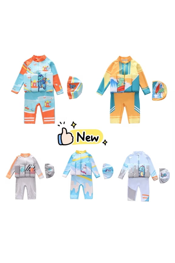 Toddler Baby Girl Float Swimsuit One Piece One Piece Swimwear Floatation Suit Swim Vest Bathing Suit with Cap Kids Life Jacket Swim Vest for Beach Pool Training Aid Swimwear Size 1-13 Years