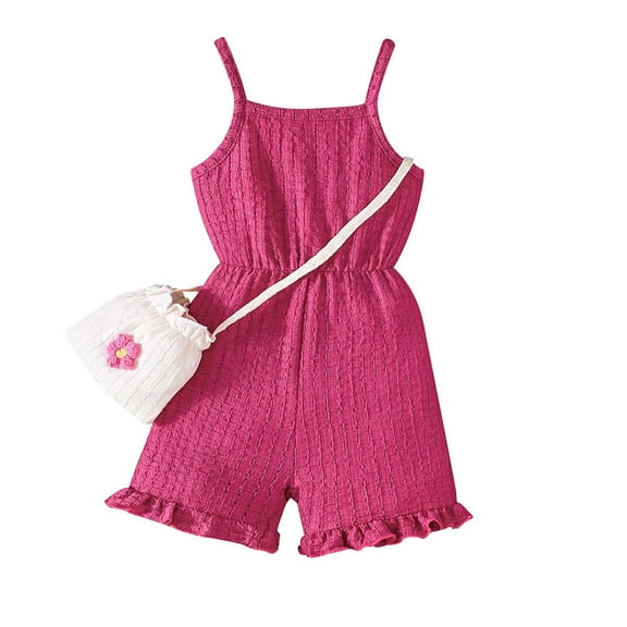 YABCSAZ Toddler Baby Girls Jumpsuits Sleeveless One Piece Romper Summer Casual Loose Fit Jumpsuits Solid Color Girls Clothing Infant Baby Playwear Birthday Gifts Size 12 Months