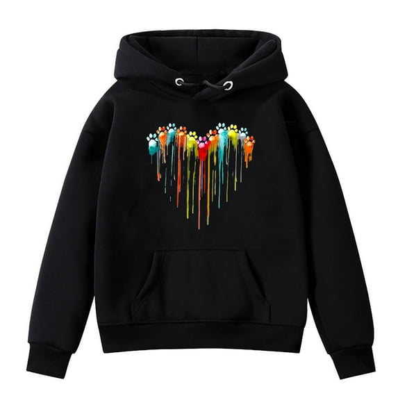 YABCSAZ Toddler Baby Girls Sweatshirts Casual Long Sleeve Round Neck Tops Oversize Loose Fit Hoodie Cute Graph Print Hood with Pockets Fall Warm Outfits Size 5 Years