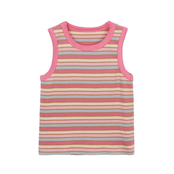 YABCSAZ Toddler Baby Girls Tank Tops Sleeveless Round Neck Striped Tops Summer Casual Loose Fit T-Shirts Newborn Kids Clothes Size 4-5 Years