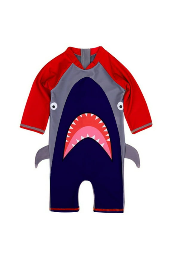 Toddler Baby Swimsuits One Piece Shark Shape Set Infant Boy's UPF 50+ Sun Protection Swimwear Zipper Up Surfing Hoodies Swimsuit Rash Guard Sets Size 5-6 Years