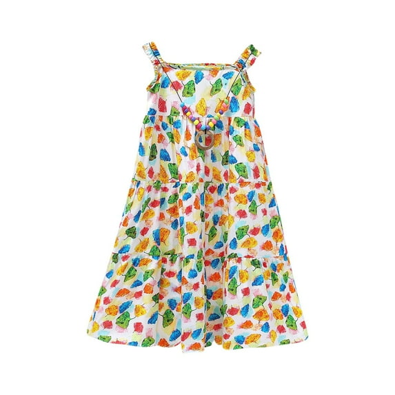 YABCSAZ Toddler Girl's Dresses Floral Tank Dress Summer Casual Baby Girl Dress Princess Dresses Big Girls Everyday Dress Girl Party Birthday Kids Outfits Size 6T