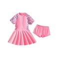 thumbnail image 1 of YABCSAZ Toddler Girls One Piece Swimsuit Short Sleeve Swimdress with Shorts, Zipper Swimdress Two Piece Bathing Suits for Teens Beachwear Swimwear Toddler Baby Tankini Size 6 Years, 1 of 9