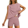 thumbnail image 1 of YABCSAZ Two Piece Sets for Women Summer Oversize Sleeveless Round Neck Tank Top and Elastric Slim Fit Yoga Short Shortss Set Casual Soft Comfy Sets for Women 2024 Trendy, 1 of 1
