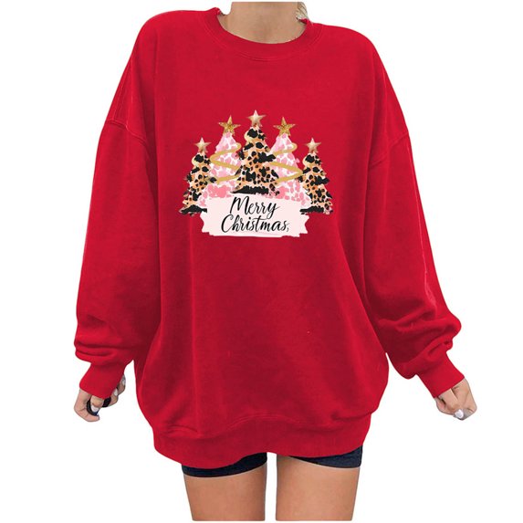 YABCSAZ Ugly Christmas Sweater for Women Plus Size Sweatshirts Casual Loose Long Sleeve Tops Santa Claus Christmas Trees Snowmen Reindeer Graphic Printed Oversized Pullover,Gifts for Women