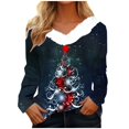 thumbnail image 1 of YABCSAZ Ugly Christmas Sweater for Women Christmas Tree Snowflakes Reindeer Santa Claus Sweatshirt Tops Fleece Long Sleeve T Shirts Casual Loose Warm Pullover Oversize T Shirts for Xmas Party, 1 of 4