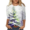 thumbnail image 1 of YABCSAZ Ugly Christmas Sweaters for Women 3/4 Sleeve Tops Casual Loose Pullover Oversize Crewneck Sweatshirt Xmas Graphic Print Fall Trendy Outfits T Shirts for Xmas Party Holiday Tops, 1 of 5