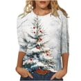 thumbnail image 1 of YABCSAZ Ugly Christmas Sweaters for Women 3/4 Sleeve Tops Casual Loose Pullover Oversize Crewneck Sweatshirt Xmas Graphic Print Fall Trendy Outfits T Shirts for Xmas Party Holiday Tops, 1 of 5