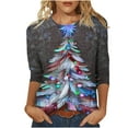 thumbnail image 1 of YABCSAZ Ugly Christmas Sweaters for Women 3/4 Sleeve Tops Casual Loose Pullover Oversize Crewneck Sweatshirt Xmas Graphic Print Fall Trendy Outfits T Shirts for Xmas Party Holiday Tops, 1 of 5
