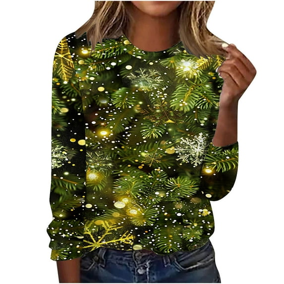 YABCSAZ Ugly Christmas Sweaters for Women Christmas Tree Snowflakes Reindeer Santa Claus Sweatshirt Fleece Long Sleeve T Shirts Casual Loose Warm Pullover Oversize Tops T Shirts for Xmas Party