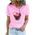 thumbnail image 1 of YABCSAZ Valentine's Day T-Shirts for Women Short Sleeve Crew Neck Pullover Solid Color Love Heart Graphic Letter Print Sweathirts Casual Loose Oversized Tee Tops,Gift for Women, 1 of 5
