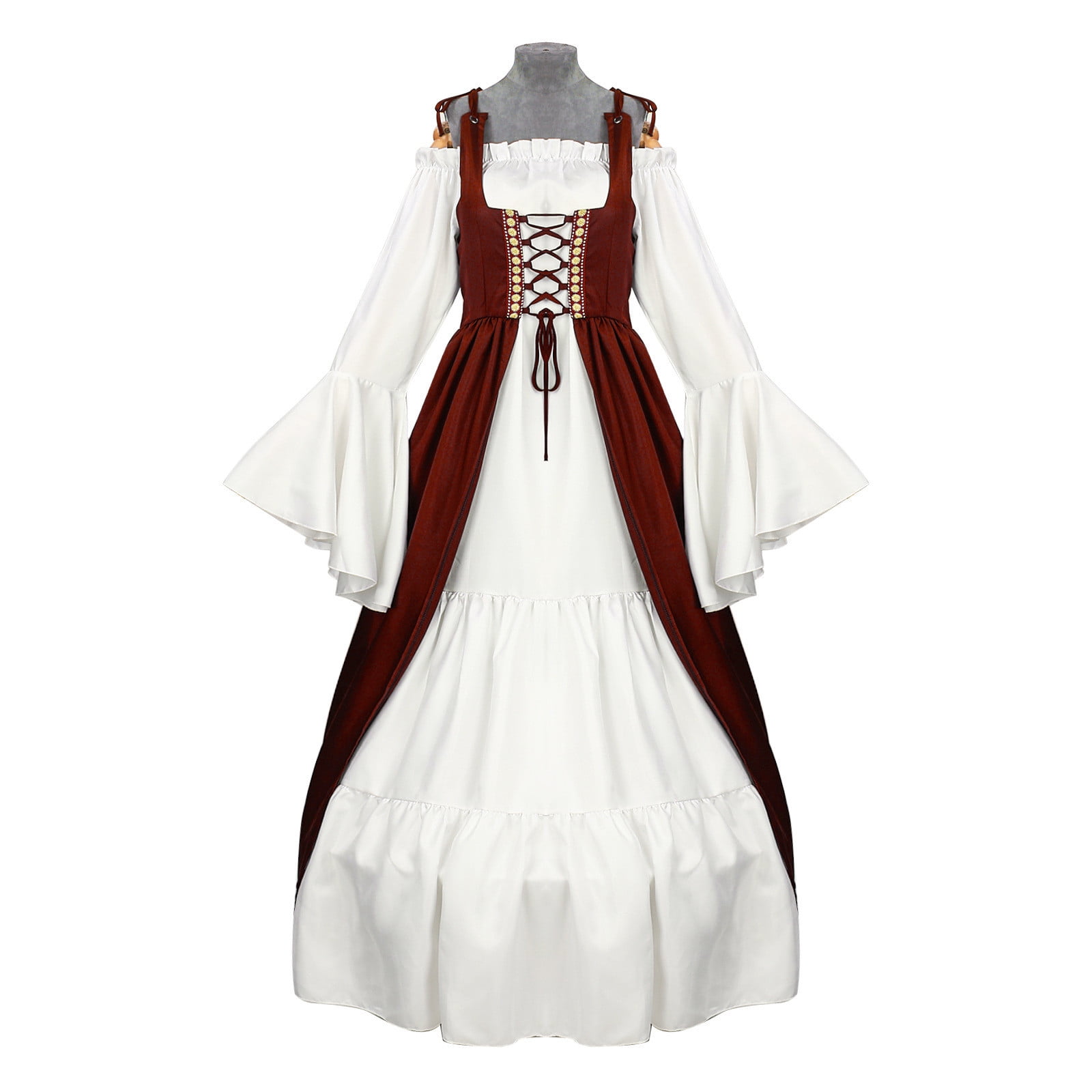 YABCSAZ Vintage Embroidered Renaissance Gothic Dress for Women 