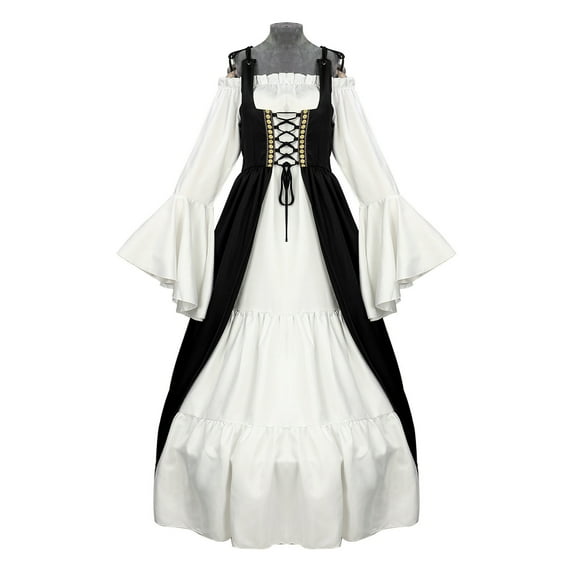 YABCSAZ Vintage Embroidered Renaissance Gothic Dress for Women , Plus Size Medieval Dress, Renaissance Princess Costume Lace Cocktail Dresses Masquerade Gown Prom Dress Floor Length Dress Maxi Dress