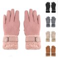 thumbnail image 1 of YABCSAZ Winter Riding Gloves for Men and Women, Coldproof Fleece Lined Warm Touch Screen Gloves, Stretchy Velvet Thick Windproof Outdoor Driving Gloves, Coffee, 1 of 3