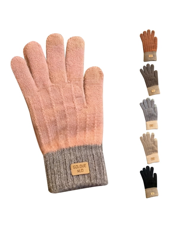 Winter Thermal Gloves for Men Women, Coldproof Fleece-Lined Velvet Touch Screen Gloves, Stretchy Thick Warm Gloves for Outdoor Driving, Stretchy Thick Warm Gloves for Outdoor Driving, Pink