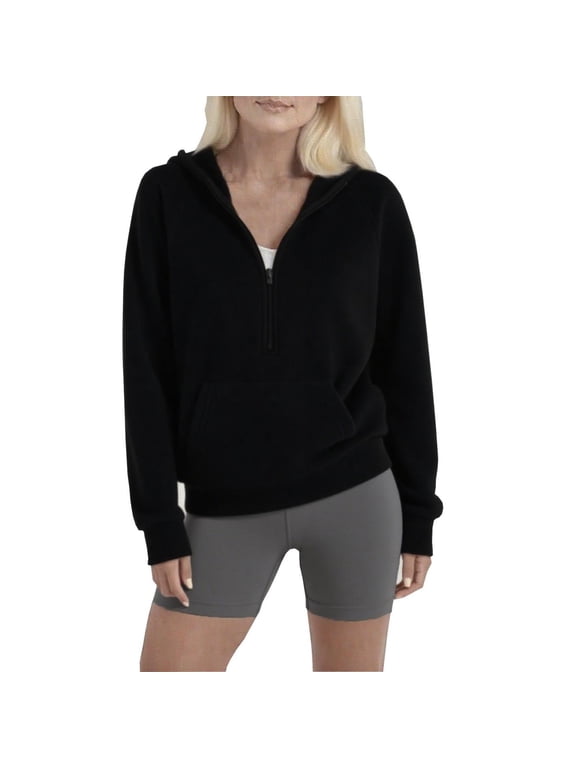 Winter Tops for Women, Women's Sweatshirt Oversized Fleece Hoodie Half Zip Pullover Solid Color Drop Shoulder Long Sleeve Raglan Loose Fit Zip Up Hooded Top