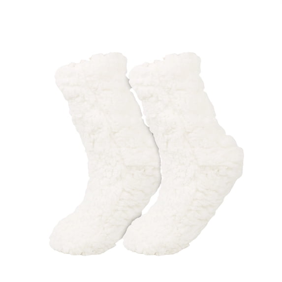 YABCSAZ Women Long Socks Fleece Lined Winter Warm Thick Cozy Socks for Women, Solid Color Casual Fashionable Knit Thermal Socks, One Size, White
