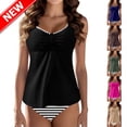 thumbnail image 1 of YABCSAZ Women Ruffle Tankini Swimsuit Flowy Tummy Control Bathing Suit,Two Piece Bathing Suits with Swim Shorts for Women, 1 of 5