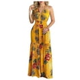 thumbnail image 1 of YABCSAZ Women Summer Plus Size Dress Floral Printed V Neck Casual Sleeveless Suspender Dress Loose Long Hawaiian Holiday Maxi Tank Dress, 1 of 4