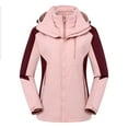 thumbnail image 1 of YABCSAZ Women Waterproof Rain Jacket Lightweight Warm Thick Raincoat Softshell Hooded Jacket, Winter Three In One Removable Sports Mountaineering Suit Outdoor Hiking Mountaineering Suit Ski Suit, 1 of 7