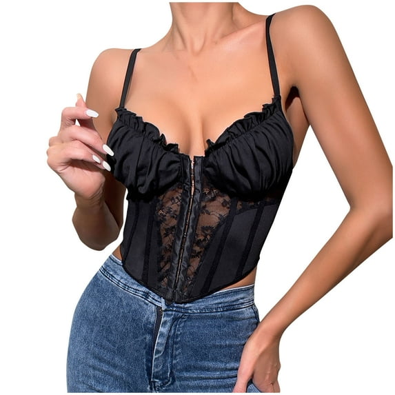YABCSAZ Women's 2024 Sleeveless Sheer Mesh Crop Bandage Top Summer Sexy Lace Tank See Through Sling Blouses Shirts