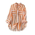 thumbnail image 1 of YABCSAZ Women's Button Down Oversized Striped Shirts Casual Long Sleeve Plus Size Lightweight Blouses Tops Loose Tunic Shirts with Pocket, 1 of 6