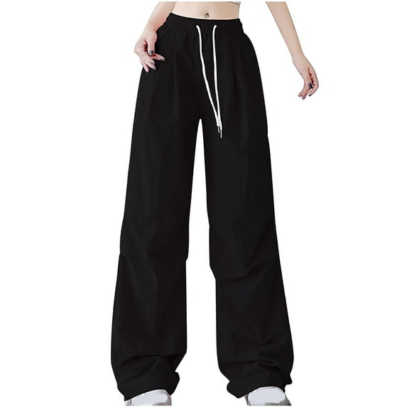 YABCSAZ Women's Cargo Sweatpants Casual High Waist Drawstring Pants Wide Leg Oversize Baggy Athletic Pants with Pockets for Lounge Workout, Jogging, Running