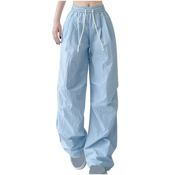 YABCSAZ Women's Cargo Sweatpants Casual High Waist Drawstring Pants Wide Leg Oversize Baggy Athletic Pants with Pockets for Lounge Workout, Jogging, Running