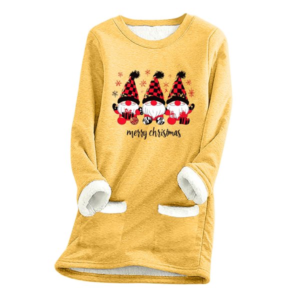 YABCSAZ Women's Christmas Sweatshirt Winter Warm Sherpa Lined Fleece Crewneck Sweatshirt Pullover Loungewear Tunic Tops